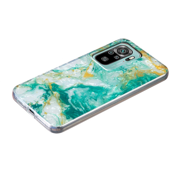 For Xiaomi Redmi Note 10 IMD Shell Pattern TPU Phone Case(Green Marble)