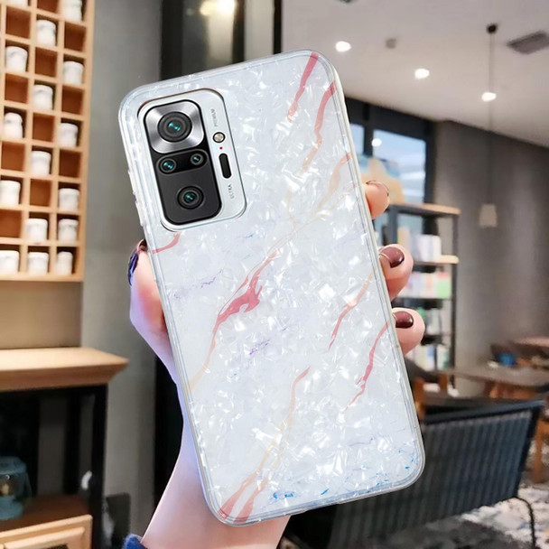 For Xiaomi Redmi Note 10 Pro IMD Shell Pattern TPU Phone Case(White Marble)
