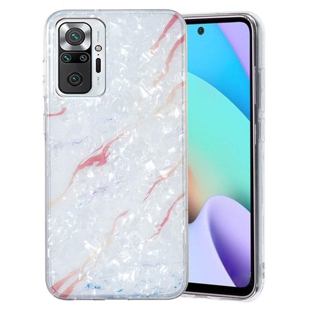 For Xiaomi Redmi Note 10 Pro IMD Shell Pattern TPU Phone Case(White Marble)