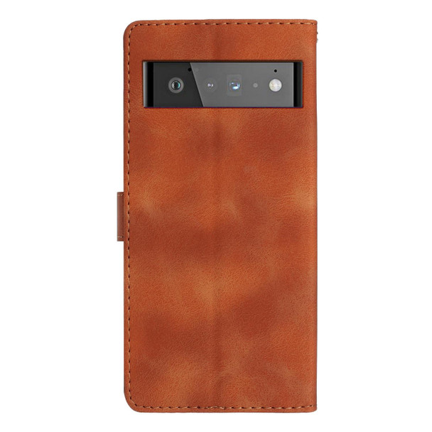 For Google Pixel 6 Pro Flower Butterfly Embossing Pattern Leatherette Phone Case(Brown)