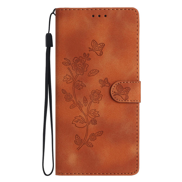 For Google Pixel 6 Flower Butterfly Embossing Pattern Leatherette Phone Case(Brown)