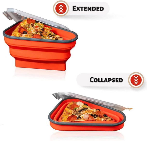 Silicone Pizza Box Foldable Portable Crisper with 5 Microwavable Trays(Red)