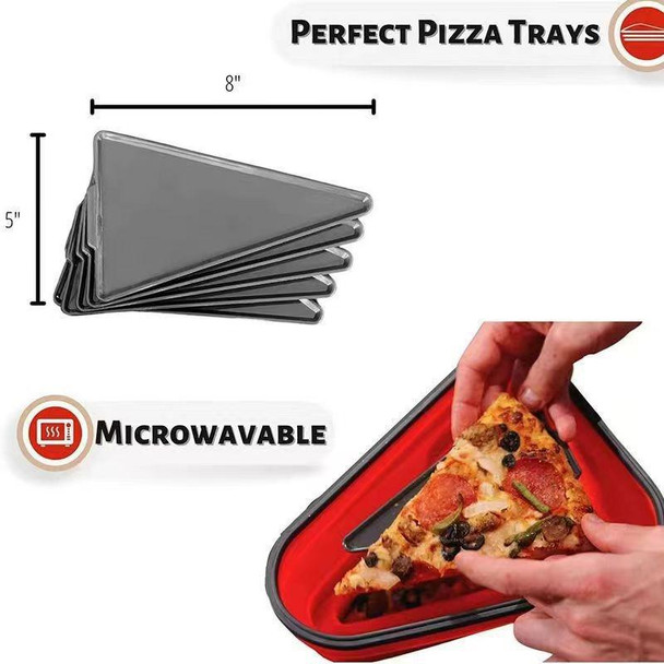 Silicone Pizza Box Foldable Portable Crisper with 5 Microwavable Trays(Red)