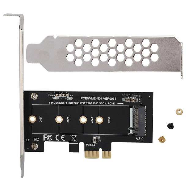 PCI-E 1X To M.2 NVME KEY-M SSD Riser Card Adapter Without Baffle