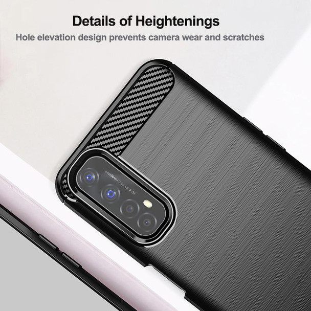 For Realme 7 Brushed Texture Carbon Fiber TPU Phone Case(Black)