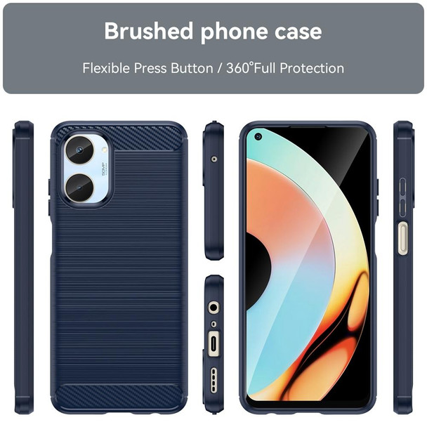 For Realme10 4G Brushed Texture Carbon Fiber TPU Phone Case(Blue)
