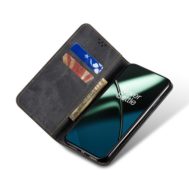 For vivo Y36 5G / 4G Denim Texture Flip Leather Phone Case(Black)