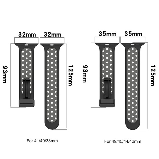 For Apple Watch 42mm Magnetic Buckle Silicone Watch Band(Black Red)