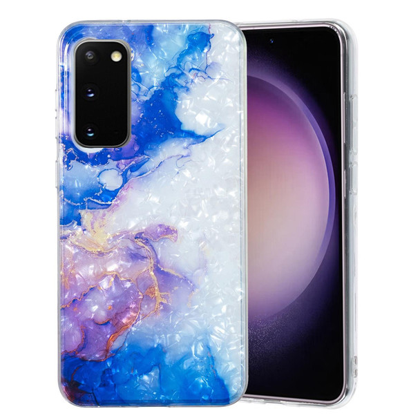 For Samsung Galaxy S20 IMD Shell Pattern TPU Phone Case(Sky Blue Purple Marble)