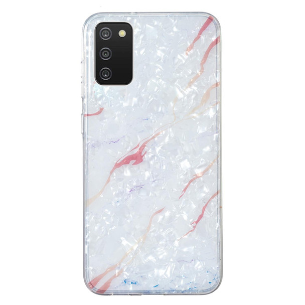For Samsung Galaxy A03s EU Version IMD Shell Pattern TPU Phone Case(White Marble)