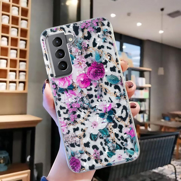For Samsung Galaxy S21 FE 5G IMD Shell Pattern TPU Phone Case(Leopard Flower)