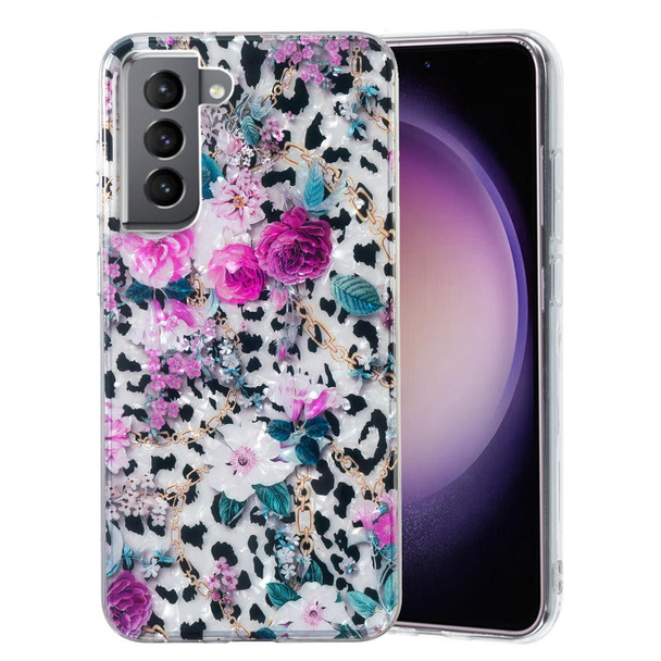 For Samsung Galaxy S21 FE 5G IMD Shell Pattern TPU Phone Case(Leopard Flower)