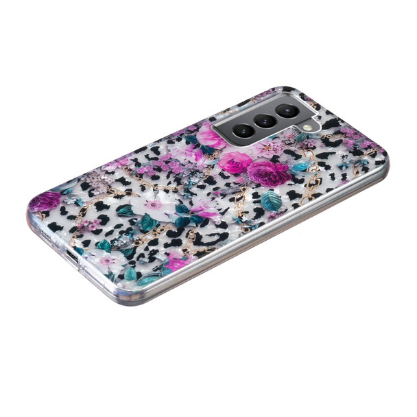 For Samsung Galaxy S21 FE 5G IMD Shell Pattern TPU Phone Case(Leopard Flower)