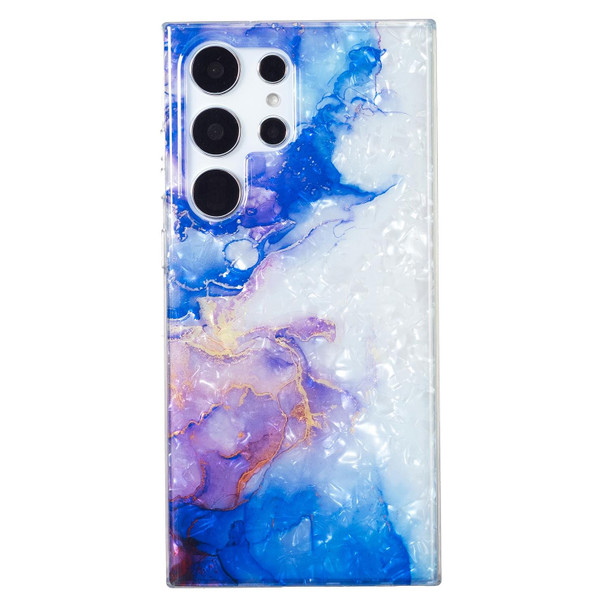 For Samsung Galaxy S22 Ultra 5G IMD Shell Pattern TPU Phone Case(Sky Blue Purple Marble)