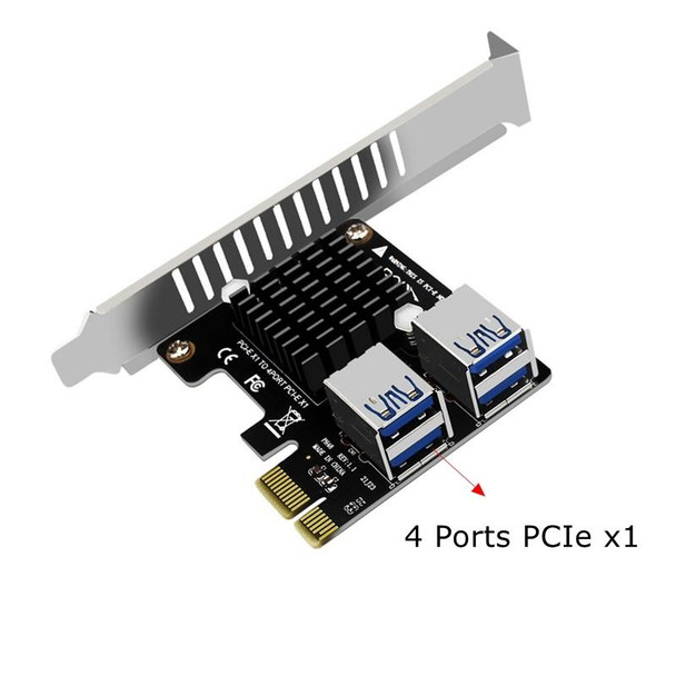 PCIE To PCI-E4 Port USB3.0 Expansion Card Graphics Card Extension(Half High Baffle)