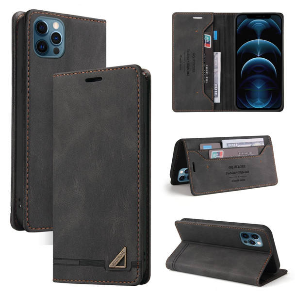 Skin Feel Anti-theft Brush Horizontal Flip Leather Case with Holder & Card Slots & Wallet - iPhone 12 Pro Max(Black)