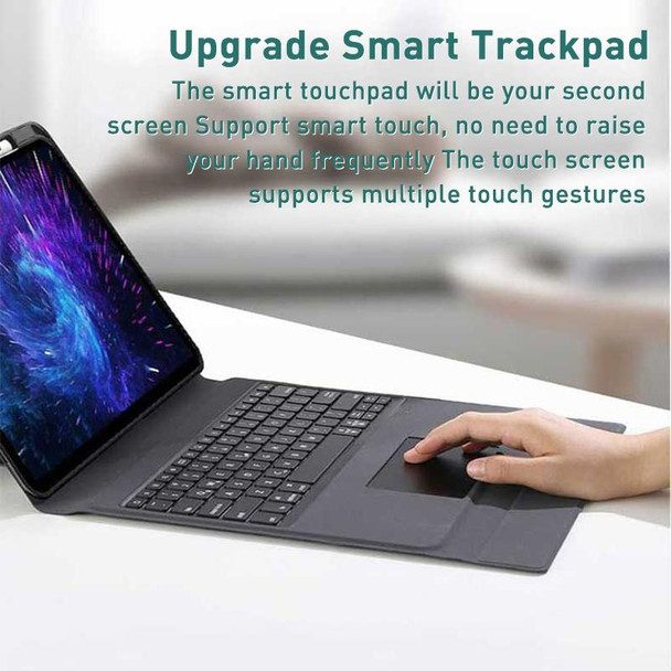 For iPad 10.2 2021 / 2020 / 2019 Integrated Bluetooth Keyboard Leatherette Case with Backlight & Touchpad(Black)