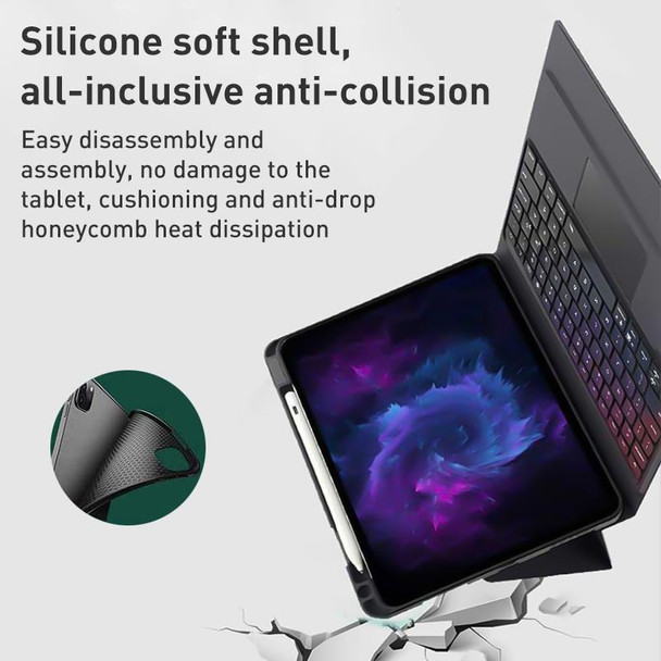 For iPad 10.2 2021 / 2020 / 2019 Integrated Bluetooth Keyboard Leatherette Case with Backlight & Touchpad(Black)