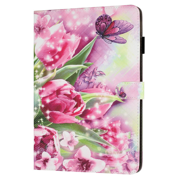 For iPad Air / Air 2 / 9.7 2017 / 2018 Painted Leatherette Smart Tablet Case(Rose Butterfly)