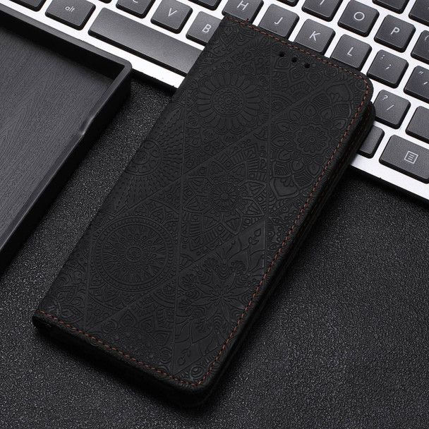 For Samsung Galaxy S21+ 5G Ethnic Embossed Adsorption Leatherette Phone Case(Black)