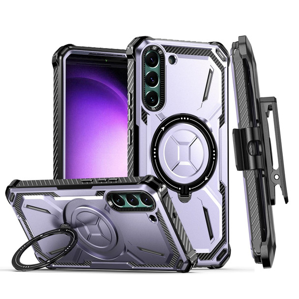 For Samsung Galaxy S21 5G Armor Series MagSafe Magnetic Holder Phone Case with Back Clip(Purple)