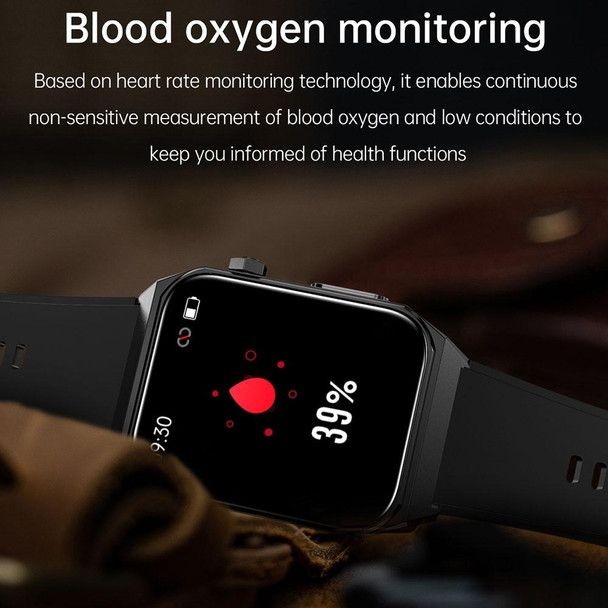 E530 1.91 inch IP68 Waterproof Silicone Band Smart Watch Supports ECG / Non-invasive Blood Sugar(Black)