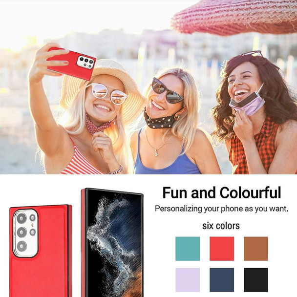 For Samsung Galaxy S22 Ultra 5G Leatherette Texture Full Coverage Phone Case(Red)