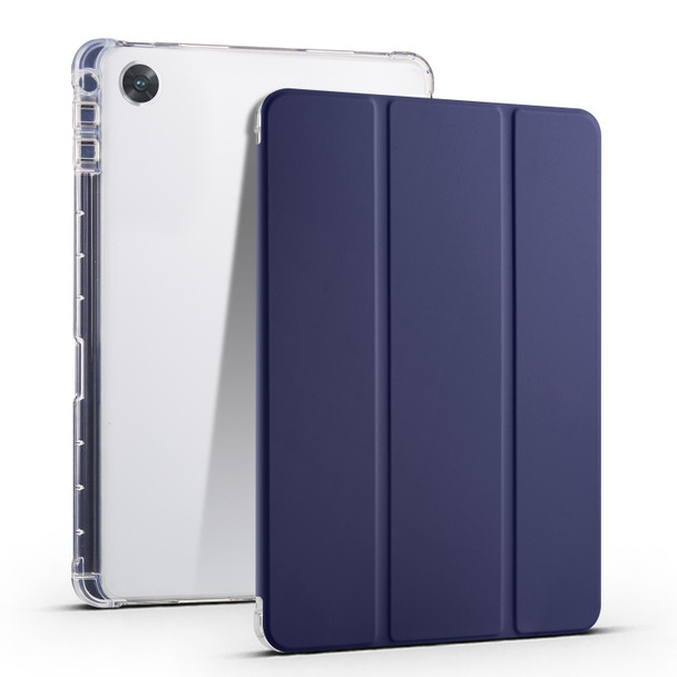 For OPPO Pad Air 10.36 2022 3-folding Transparent TPU Smart Leatherette Tablet Case with Pen Slot(Dark Blue)
