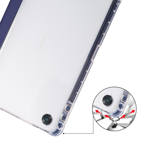 For OPPO Pad Air 10.36 2022 3-folding Transparent TPU Smart Leatherette Tablet Case with Pen Slot(Dark Blue)