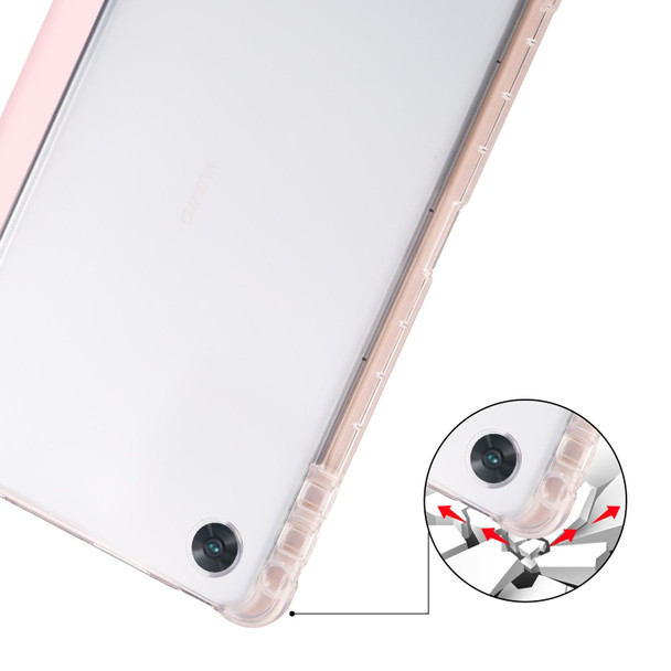 For OPPO Pad Air 10.36 2022 3-folding Transparent TPU Smart Leatherette Tablet Case with Pen Slot(Pink)