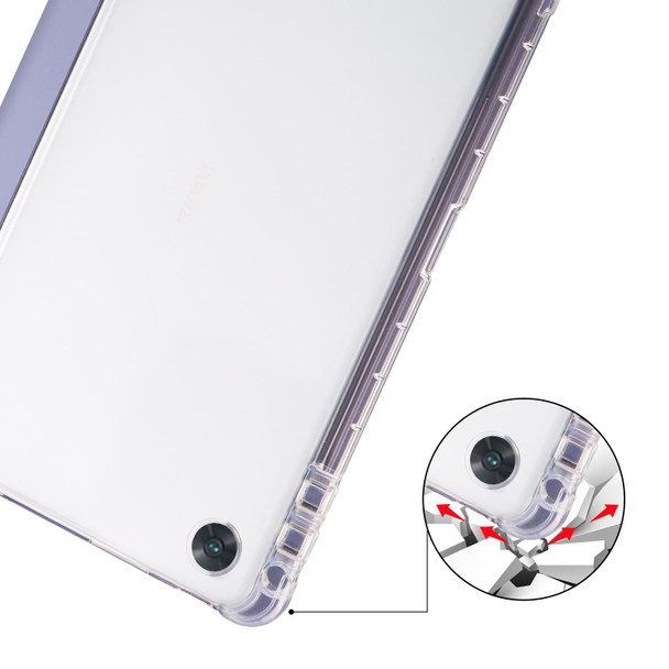 For OPPO Pad Air 10.36 2022 3-folding Transparent TPU Smart Leatherette Tablet Case with Pen Slot(Purple)