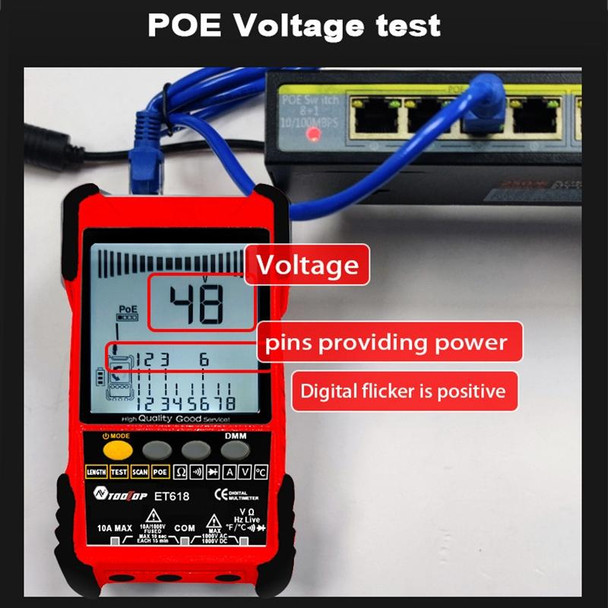 ET616  Rechargeable Adjustable Network Cable Tester Wire Tracker POE Cable Tester (Red)