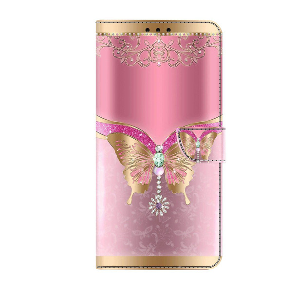 For Google Pixel 6a Crystal 3D Shockproof Protective Leatherette Phone Case(Pink Bottom Butterfly)