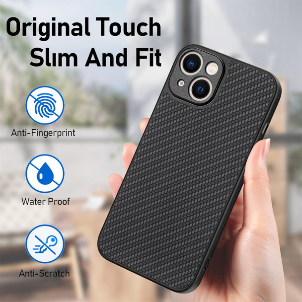 For iPhone 13 mini Carbon Fiber Texture Leatherette Back Cover Phone Case(Black)