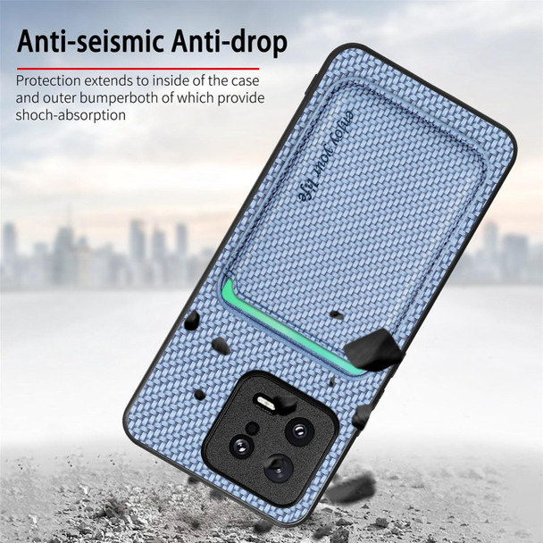 For Redmi Note 10 4G Carbon Fiber Leatherette Card Magsafe Phone Case(Khaki)