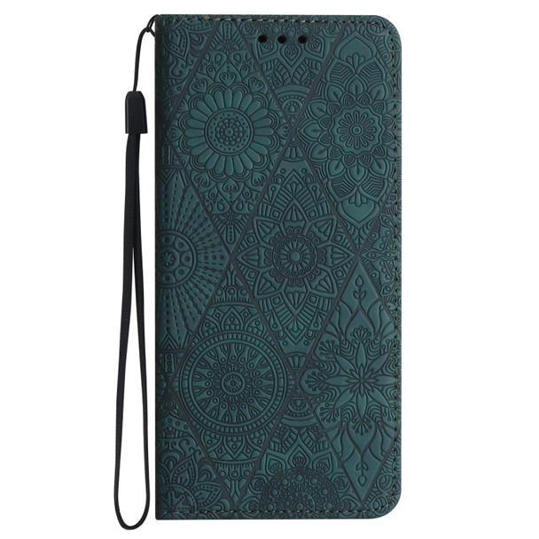 For Samsung Galaxy S21+ 5G Ethnic Embossed Adsorption Leatherette Phone Case(Blue)