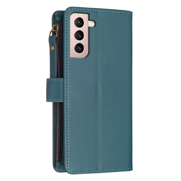 For Samsung Galaxy S21 5G 9 Card Slots Zipper Wallet Leatherette Flip Phone Case(Green)