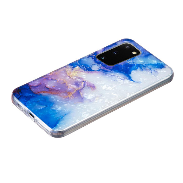 For Samsung Galaxy S20 FE IMD Shell Pattern TPU Phone Case(Sky Blue Purple Marble)