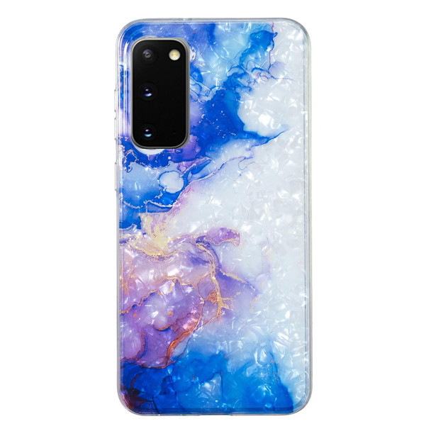 For Samsung Galaxy S20 FE IMD Shell Pattern TPU Phone Case(Sky Blue Purple Marble)