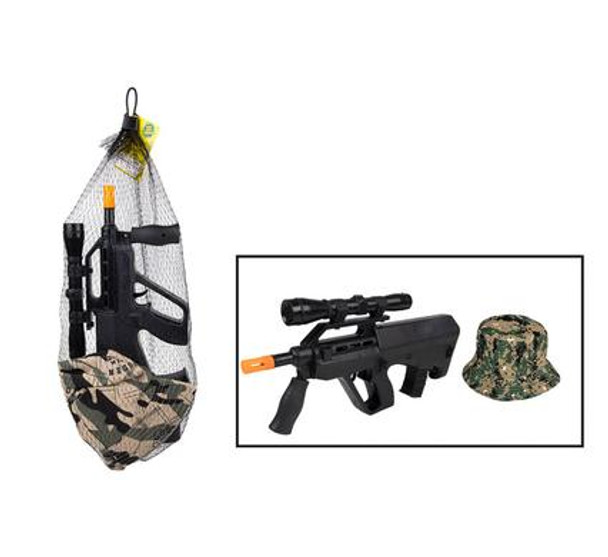 Military Friction Rifle & Hat Set