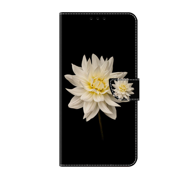 For Xiaomi Redmi 11A 4G / Redmi 12C Global Crystal 3D Shockproof Protective Leather Phone Case(White Flower)