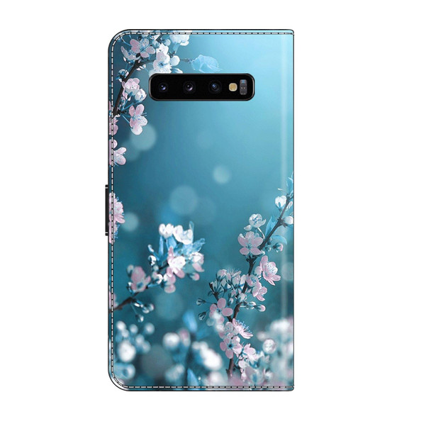 For Samsung Galaxy S10+ Crystal 3D Shockproof Protective Leatherette Phone Case(Plum Flower)