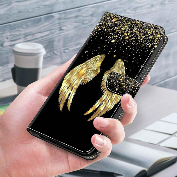 For Samsung Galaxy S21+ Crystal 3D Shockproof Protective Leatherette Phone Case(Golden Wings)