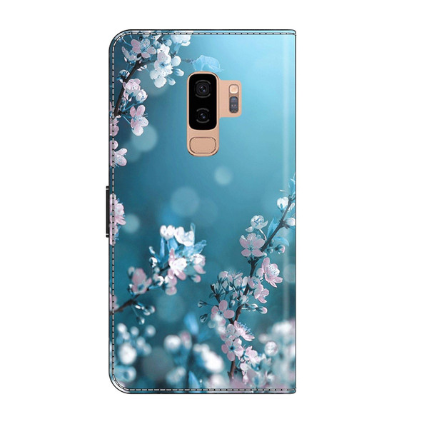 For Samsung Galaxy S9+ Crystal 3D Shockproof Protective Leatherette Phone Case(Plum Flower)