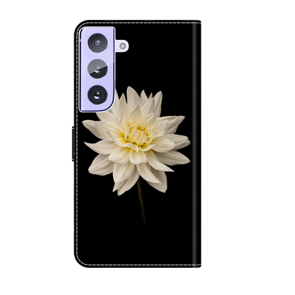 For Samsung Galaxy S21+ Crystal 3D Shockproof Protective Leatherette Phone Case(White Flower)