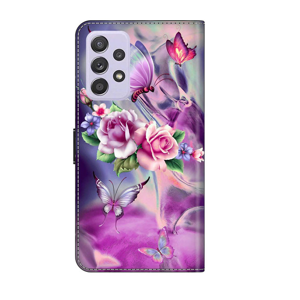 For Samsung Galaxy A52 / A52s 5G Crystal 3D Shockproof Protective Leatherette Phone Case(Butterfly)