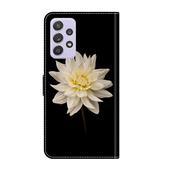 For Samsung Galaxy A52 / A52s 5G Crystal 3D Shockproof Protective Leatherette Phone Case(White Flower)