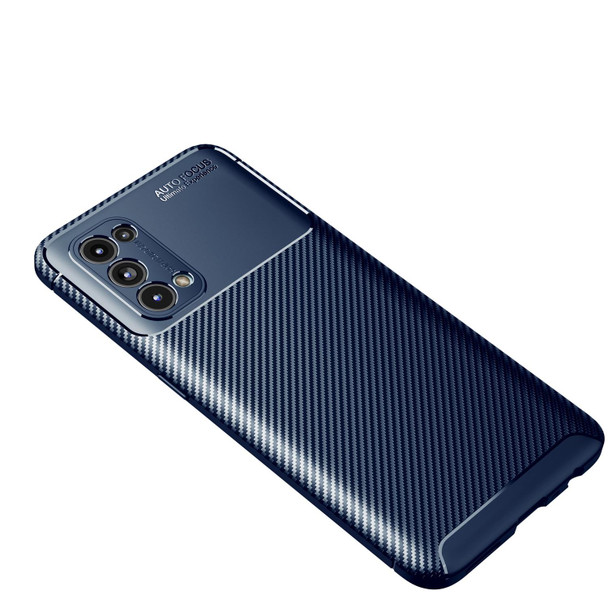 For OPPO Find X3 Carbon Fiber Texture Shockproof TPU Case(Blue)