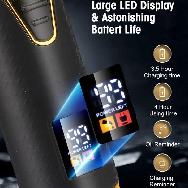 USB LCD Digital Display Haircutter Men Home Haircutter(Black Gold)