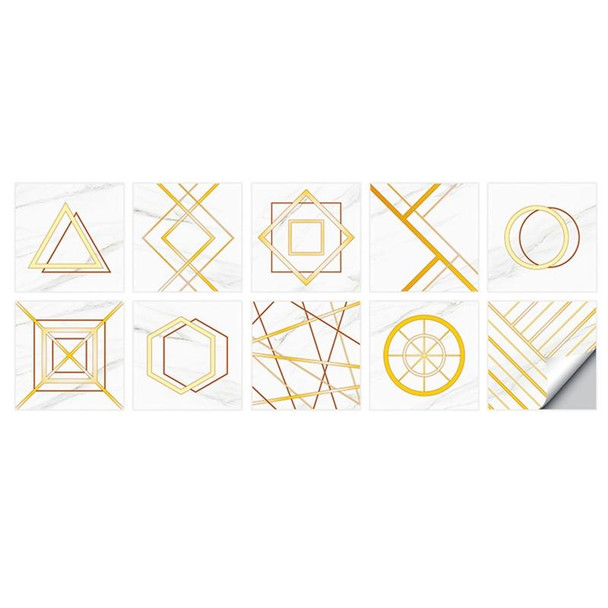 2 Sets Geometric Pattern Staircase Wall Tile Sticker Kitchen Stove Water And Oil Proof Stickers, Specification: L: 20x20cm(HT-012 Golden)